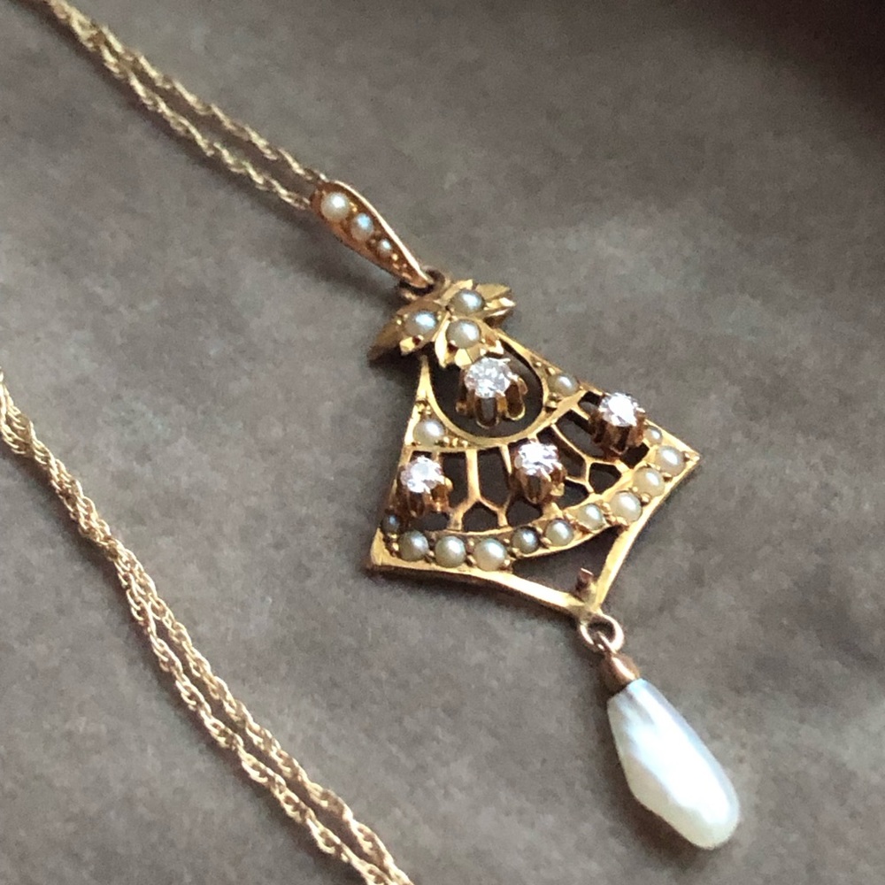 14k vintage diamond necklace